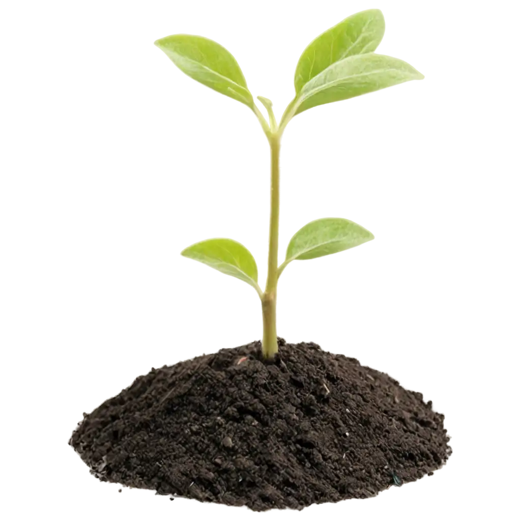 seedling atop a mound of dirt