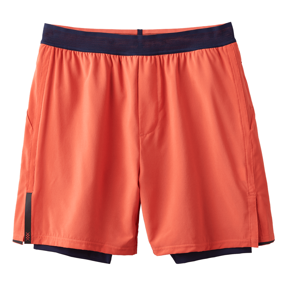 a pair of orange exercise shorts